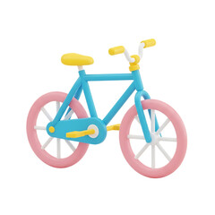 Colorful 3D Bicycle Unique Stylish Playful Minimalist Icon Isolated on Transparent Background
