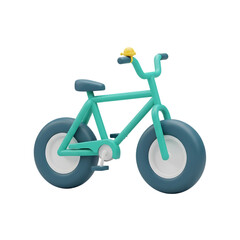 Colorful 3D Bicycle Unique Stylish Playful Minimalist Icon Isolated on Transparent Background