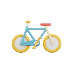 Colorful 3D Bicycle Unique Stylish Playful Minimalist Icon Isolated on Transparent Background