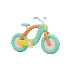 Colorful 3D Bicycle Unique Stylish Playful Minimalist Icon Isolated on Transparent Background