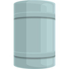 Pixelated cartoon illustration of a light blue cylindrical tank with grey stripes on a transparent background
