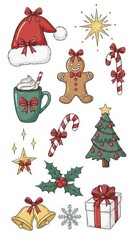 Fototapeta premium Cute Christmas Elements Set for Festive Decorations