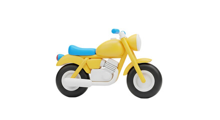 Obraz premium Colorful 3D Playful Motorcycle Icon, Modern Cartoon Unique Stylish Minimalist Toy Motorbike Design, Isolated Creative Transport Illustration
