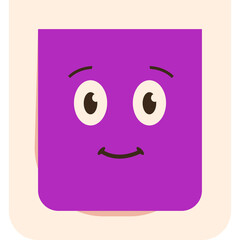 Playful Purple Square Character With Expressive Eyes and a Gentle Smile Set Against a Soft Cream Background with a Subtle Shadow