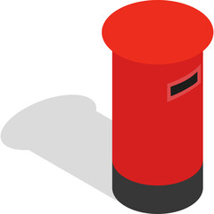 Red Mailbox With Black Slot And Shadow On Transparent Background Isometric 3d Style
