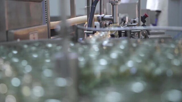 Closeup shot of food manufacturing and packaging inside factory. Garlic dip production inside factory.
