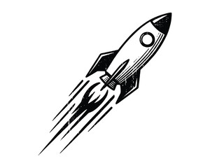 Rocket Launching Diagonal Ascent Isolated Vector Illustration