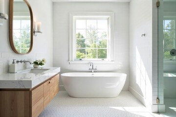 Gleaming White Subway Tiles Modern Spa Bathroom Design Inspiration for Home Renovation