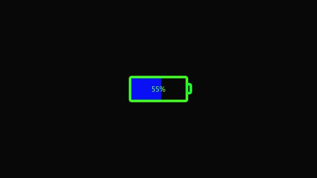 Battery Icon With Blue Charge Level At 33 Percent On A Black Background power energy
