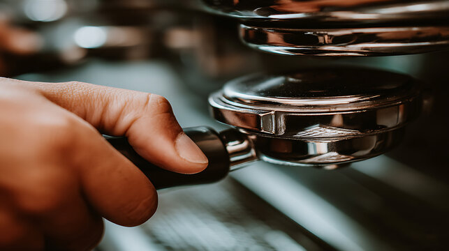 A person is making coffee with a coffee press