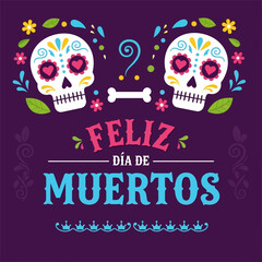 Feliz dia de muertos, flat design vector