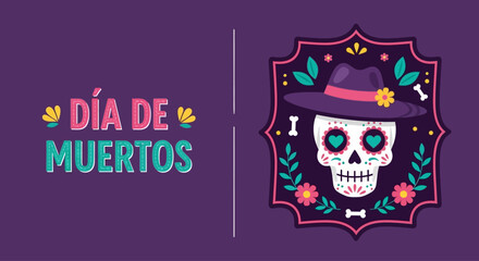Landscape banner dia de muertos vector illustration