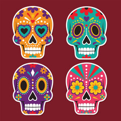 Design of dia de muertos badge collection vector illustration