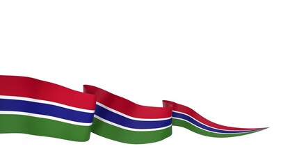 Waving Gambia Flag Ribbon on White Background with Alpha