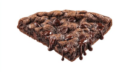 Decadent chocolate brownie slice with chips and gooey melted chocolate