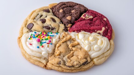 Assortment of six distinct cookie flavors in a single treat