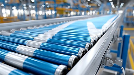 Obraz premium Ultra Detailed Conveyor Belt Painting with Perspective in Industrial Setting
