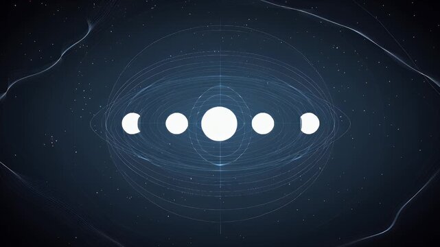A Ringed Celestial Diagram Showing Sequential Moon Phases Around a Central Light