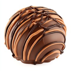 Single milk chocolate truffle with elegant dark, light brown drizzles