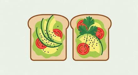 Fototapeta premium Healthy Avocado Toast with Tomatoes and Herbs.