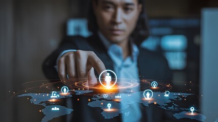 Team Collaborating on High-Tech Virtual Interface