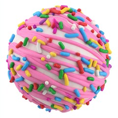 Vibrant cake pop with pink drizzle and colorful sprinkles