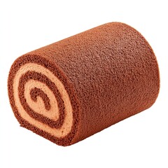 Delicious chocolate cake roll with creamy filling on a white background
