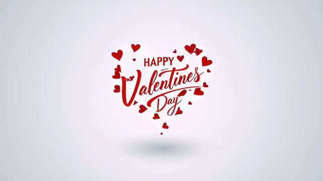 A vivid red script greeting that reads Happy Valentine's Day on a minimalist white background with elegant typography