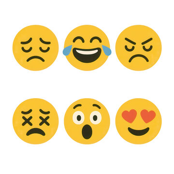 Colorful Emotion Faces Displayed on Yellow Background for Expressions