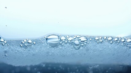 Close-up of a tranquil blue water surface with droplets along the edge