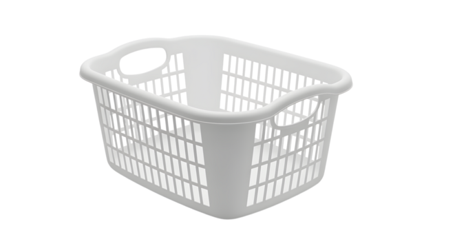 Clean white laundry basket ready for chores in a modern minimalist home scene