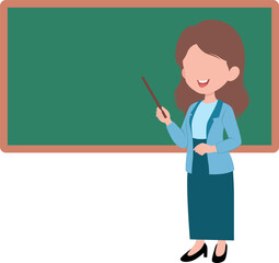 Illustration of a Teacher in Front of Blackboard