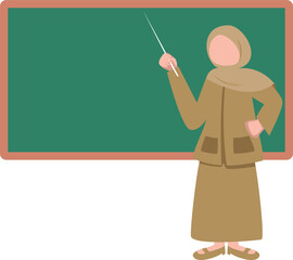 Illustration of Teacher Explaining on Chalkboard