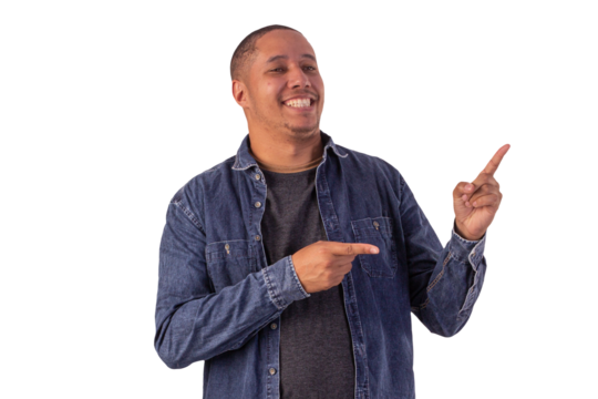 Young adult man wearing a blue denim jacket, with a white shirt in studio shots with a pink background and making various facial expressions showing various feelings