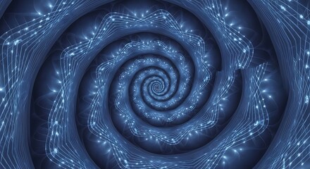 Ethereal blue spiral pattern with luminous lines and hypnotic design