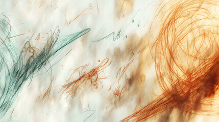 Ethereal abstract art featuring energetic, organic lines warm orange cool teal tones, perfect creative digital backgrounds.