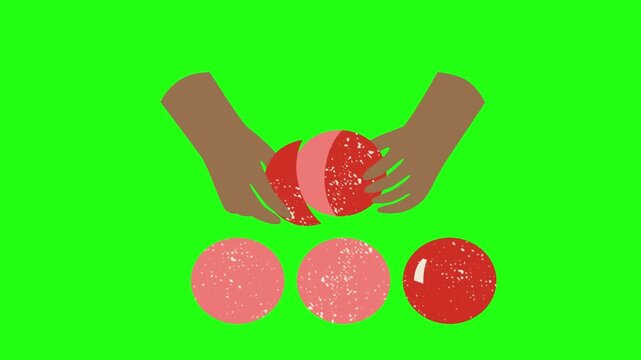 Peeling fruit with hands animation 