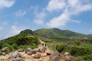 大分・九重 夏の九重連山の登山道 星生山