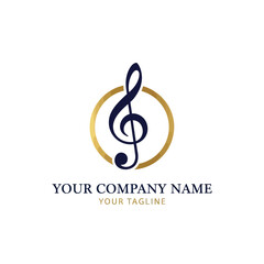 Elegant Music Logo Featuring a Treble Clef and Golden Circle.