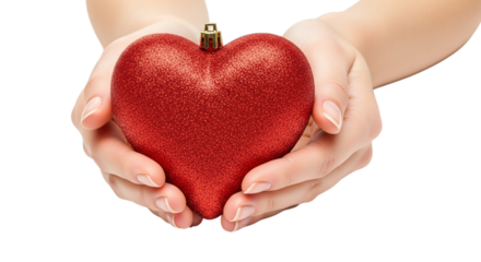 Hands holding a red heart shape