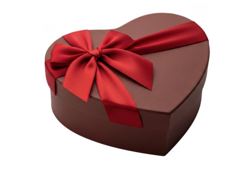 Heart shaped gift box with red ribbon for special occasions. A heartshaped gift box with a red ribbon isolated on transparent background, perfect for valentines day or a romantic gesture