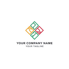 Modern Abstract Geometric Logo Design with Four Colorful Sections.