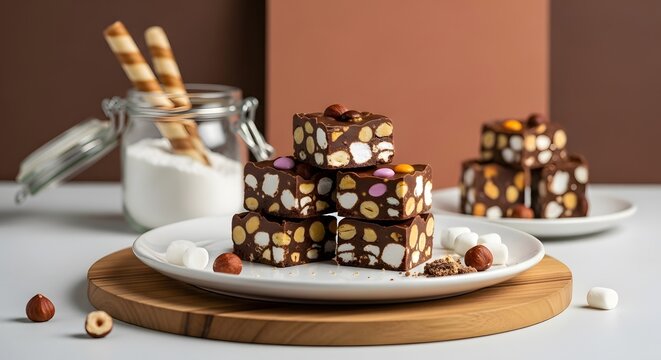 Chocolate Rocky Road Squares with Marshmallows