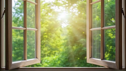 Digital detox relaxation Sunlight streams through an open window, illuminating lush greenery outside.