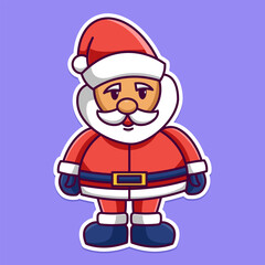 Cute Santa Claus Cartoon Vector Illustration on Purple Background