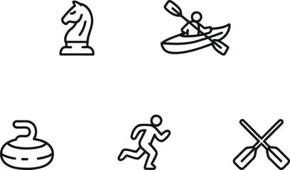 Icons of diverse sport activities on a white background minimalist style