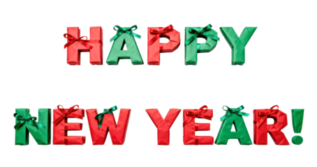Colorful gift boxes arranged to convey joyful New Year greetings for celebration and festive moments in a cheerful setting