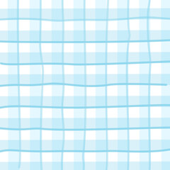 Delicate Blue Square: White Polka Dots, Pink Bows, Stitched Border.