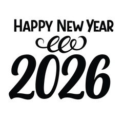 Happy New Year 2026 Celebration with Golden Fireworks on a Dark Blue Background,Modern new year 2026 greeting card design with festive elements and bold typography,
