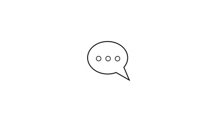 Simple hand drawn outline of a speech bubble with three dots indicating conversation or waiting